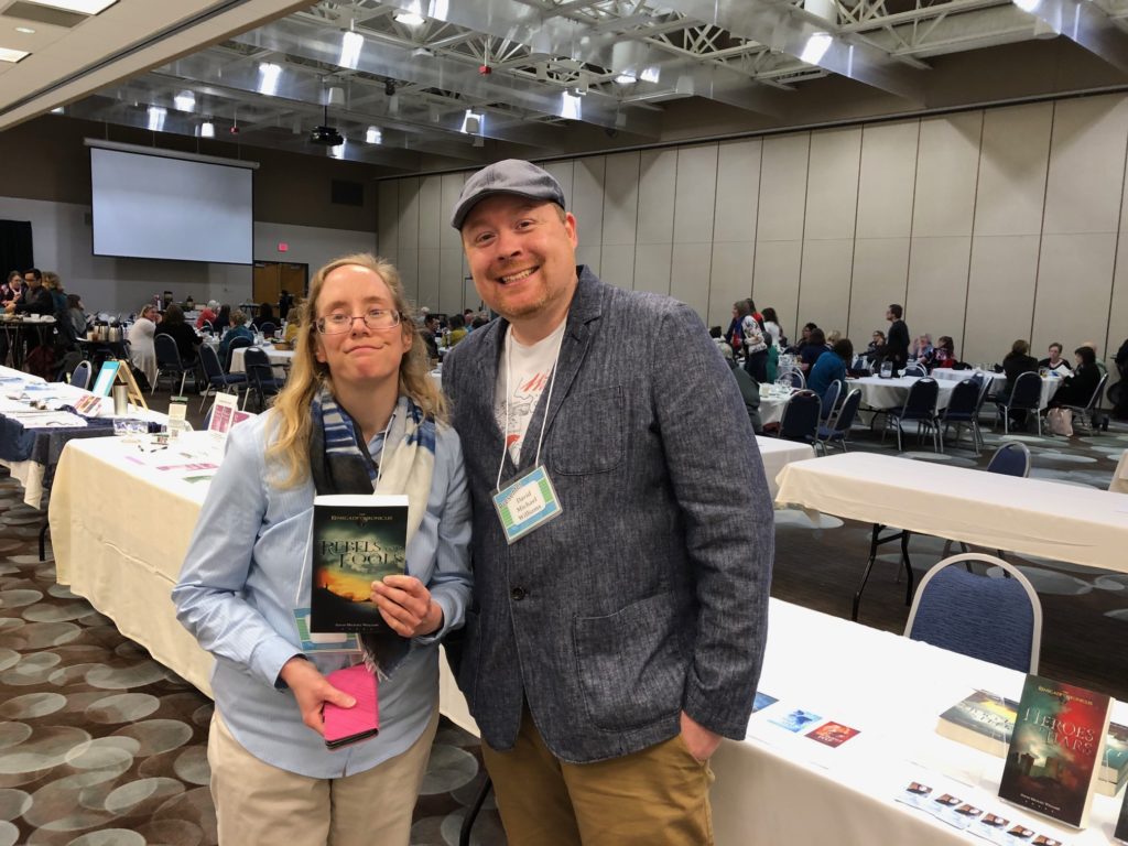 David Michael Williams and a fan at Lakefly Writers Conference